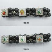 Hematite Beads and Alloy Spacer Religious Bracelet 7.8inch